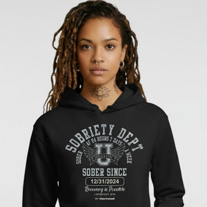 HW sobriety department women hoodie with custom date