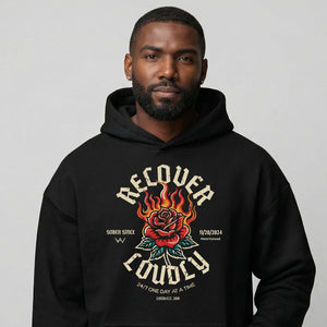 HW recovery loudly men hoodie with custom date