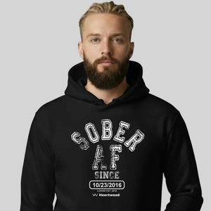 HW sober af men hoodie with custom sobriety date